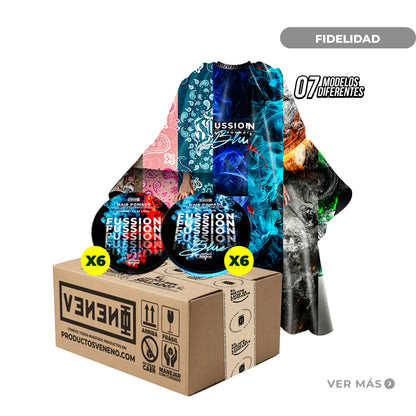 12 Piezas Fussion Pomade (6 Blue + 6 Clásicas) + Capa Profesional Diseño A Elegir