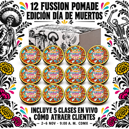 Docena de 12 Fussion Pomade edición Día de Muertos; incluye cinco clases online en vivo